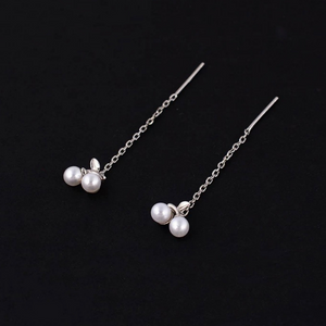 Sterling Silver Cherry Threader Earrings