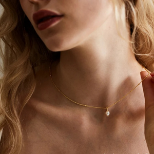 Dainty Pearl Drop Bead Necklace