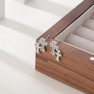 Double Cross Chain Zircon Stud Earrings