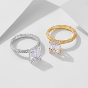 Sparkling Square Crystal Statement Ring