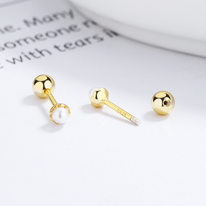 Tiny Small Pearl Flower Stud Earrings