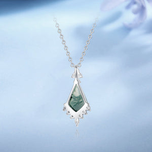 Kite Cut Moss Agate Pendant Necklace