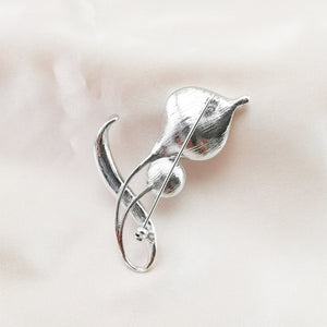 Blue Crystal Calla Lily Flower Pin Brooch