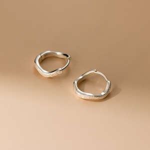 Ocean Sea Wave Matte Finish Hoop Earrings