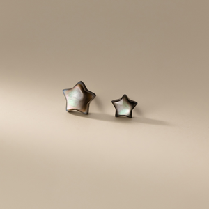 Black White Mother of Pearl Star Stud Earrings