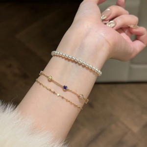 Rainbow Color Stone Double Chain Bracelet