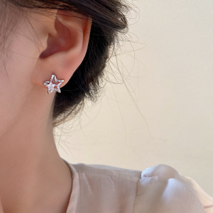 Sparkling Silver Star Stud Earrings