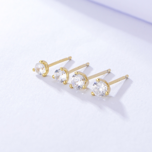 Tiny Small Solitaire Stud Earrings