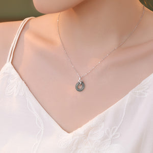 Snake Jade Circle Pendant Necklace