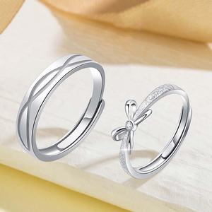 Bow Tie Couple Matching Band Ring