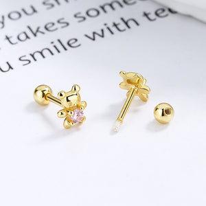 Cute Pink Teddy Bear Stud Earrings