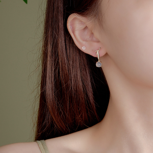 Mismatch Bamboo Agate Stud Earrings