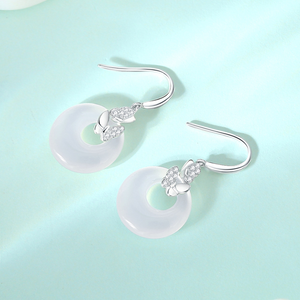 Silver Butterfly Agate Hook Earrings