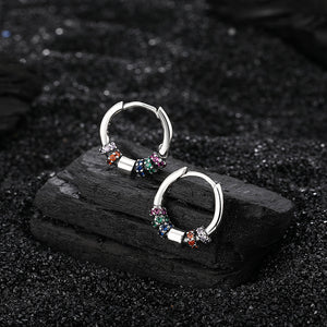 Colorful Rainbow Bead Huggie Hoop Earrings
