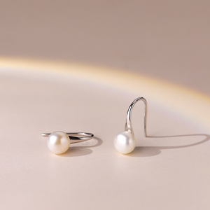 Minimalist Pearl Hook Earrings