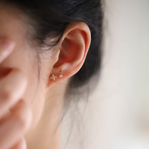 Soft Pink Cross Flower Stud Earrings