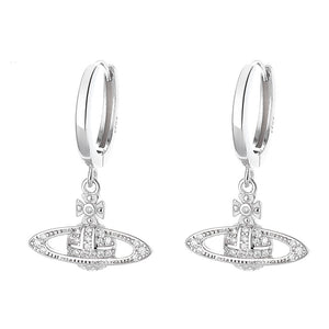 Planet Saturn Star Dangle Drop Hoop Earrings