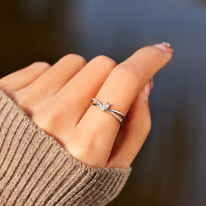 Dainty Heart Chevron V Stacking Ring