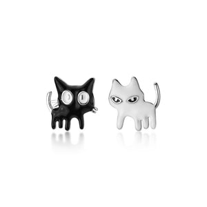 Cute Cat Enamel Stud Earrings
