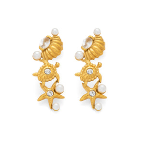 Sea Turtle Starfish Beach Statement Earrings
