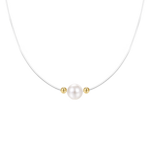 Invisible Wire Pearl Choker Necklace