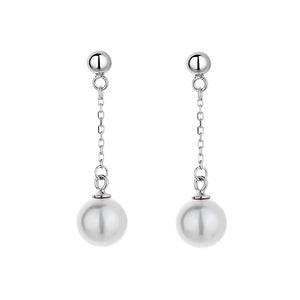 Sterling Silver Pearl Tassel Stud Earrings