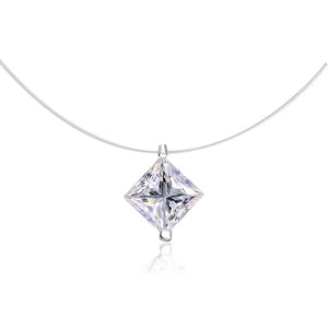 Princess Cut Color Moissanite Charm Necklace