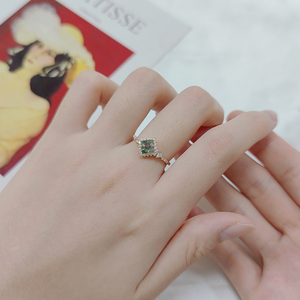 Moss Agate Stacking Thin Band Statement Ring