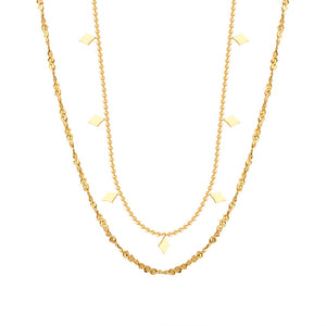 Multi Layered Geometric Charm Necklace