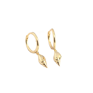 Dainty Seashell Drop Hoop Earrings