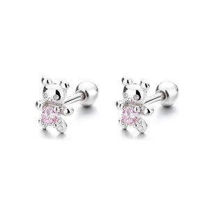 Cute Pink Teddy Bear Stud Earrings