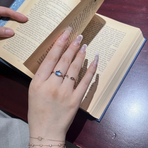 Blue Tree Leaf Stacking Bypass Ring