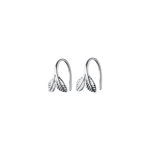 Tiny Leaf Branch Hook Hoop Earrings