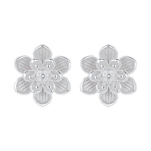Dainty Lotus Flower Ball End Stud Earrings