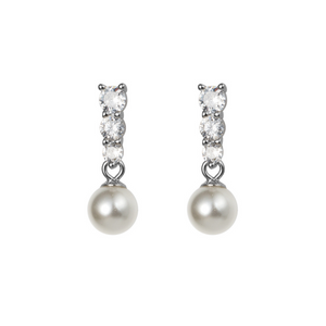 Dainty Silver Pearl Drop Earrings