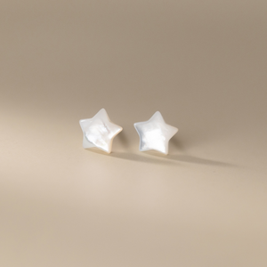 Black White Mother of Pearl Star Stud Earrings