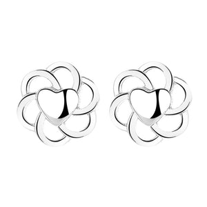 Dainty Flower Heart Stud Earrings