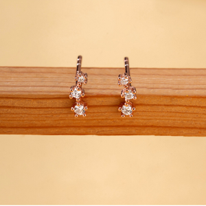 Sterling Silver Flower Crawler Stud Earrings