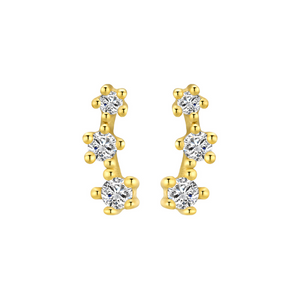 Sterling Silver Flower Crawler Stud Earrings