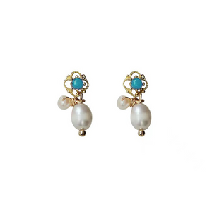 Vintage Pearl Drop Stud Earrings