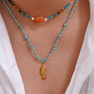 Dainty Fish Pendant Rope Necklace