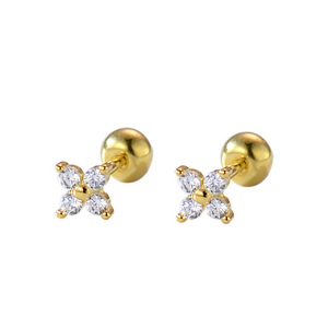 Tiny Small Flower Ball End Stud Earrings