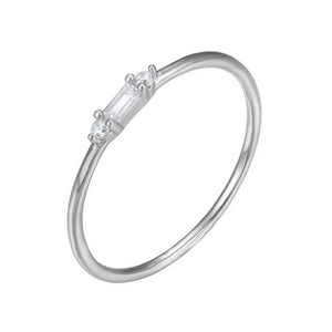 Baguette Round Thin Band Stacking Ring