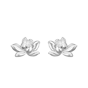 Vintage Lotus Screw Back Stud Earrings