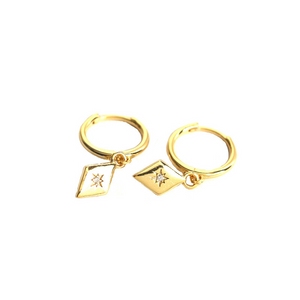 Dainty Star Charm Drop Hoop Earrings