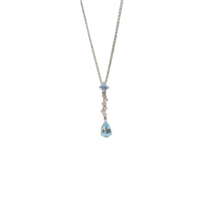 Vintage Blue Tear Drop Pendant Necklace