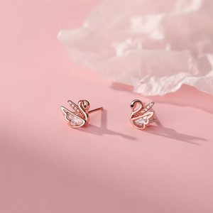 Dainty Tiny Small Swan Bird Stud Earrings