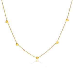Dainty Small Heart Charm Station Necklace
