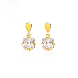 Orecchini a perno con pendente quadrato minimalista in zircone