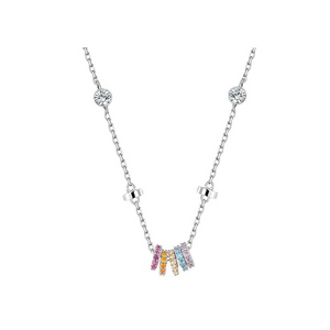 Dainty Rainbow Bead Charm Necklace